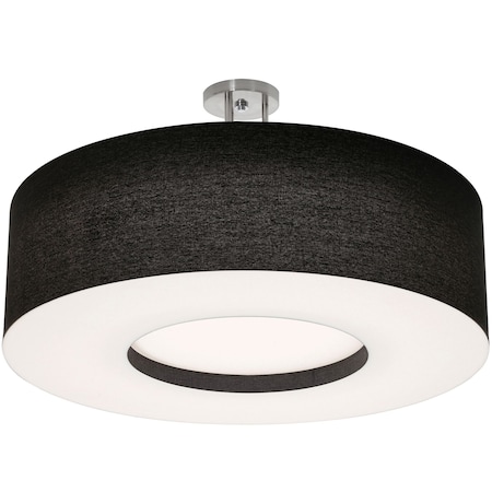 Montclair 30in. LED Semi-Flush Mount, Satin Nickel Finish, Black Shade